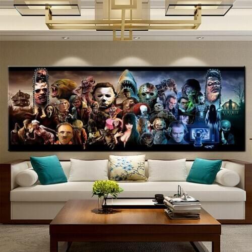 5D DIY Full Diamond Painting Classic Horror Villains and Monsters MASH UP Movie Character Collage Cross Stitch Y3557