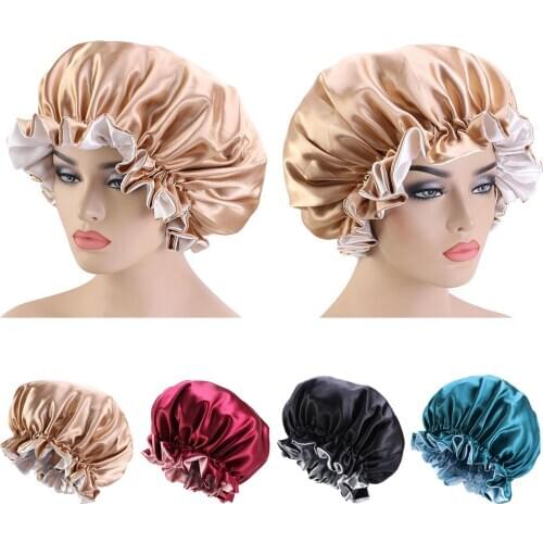 Satin Bonnet for Natural Hair Bonnets Silk Bonnet Curly Hair Cap for Sleeping Elastic Night Sleep Cap Hair Bonnet Shower Caps