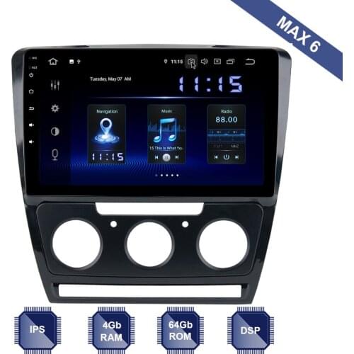 Dasaita Android 10 Car Radio 2 Din GPS Navi for Skoda Octavia 2 A5 2008 2009 - 2012 2013 DSP IPS HDMI 4Gb+64Gb RDS WIFI USB map