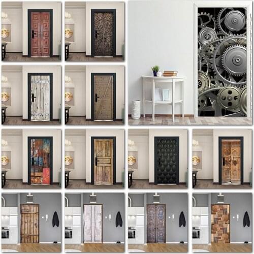 Decorative Metal Gear Wallpaper Wooden Door Door Art Deco Self-adhesive Paper Renovation Home Decoration 3D Mural Sticker