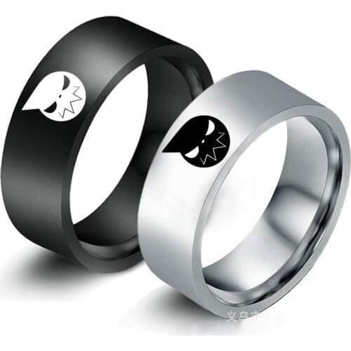 Hot Anime Soul Eater Death The Kid Ring Cosplay Costumes Props Stainless Steel Soul Eater Deat Lovers Finger Rings Jewelry