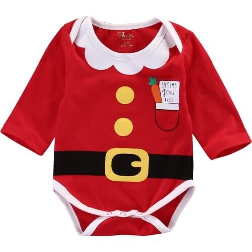 Baby Bodysuit My 1st Christmas Baby Girl Boy Santa Claus Cosplay Clothes Long Sleeve Bodysuit Jumpsuit Size 0-18M