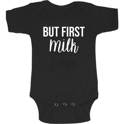 Baby Newborn 0-24M Rompers But First Letters Print Baby Boy Romper Children Jumpsuit Infant Summer Onesie Kids Clothes Outfits