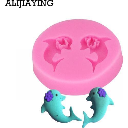 M0103 Mini Dolphin Silicone Mold 3D Fondant Chocolate Molds Sugarcraft Cake Decoration Tools Kitchen Baking Moulds