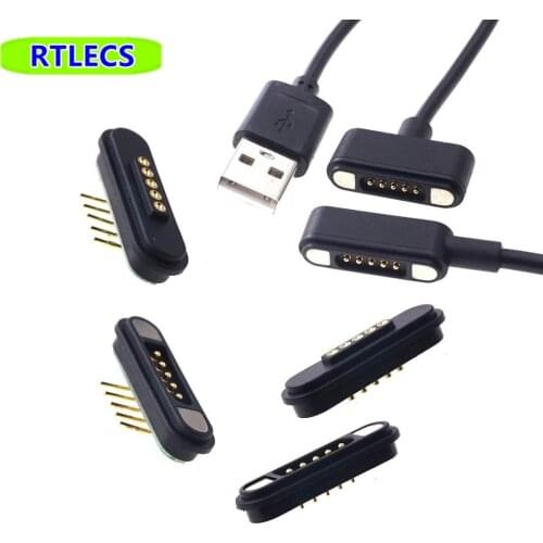 1 Pair 3A 12V Magnetic Pogo Pin Connector 4 Positions Cable Wires Pitch 2.2 MM Spring Loaded Power Charge Strong Force 800GF