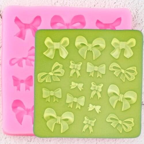Mini Bows Tie Silicone Molds DIY Baby Birthday Cupcake Topper Fondant Cake Decorating Tools Chocolate Candy Polymer Clay Moulds