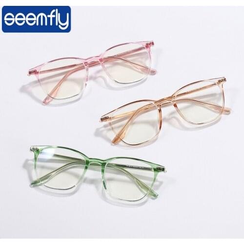 Seemfly Oversize Square Frame Vintage TR90 Memory Glasses Frame Men Blue light blocking Optical Spectacle Frame Women Reader