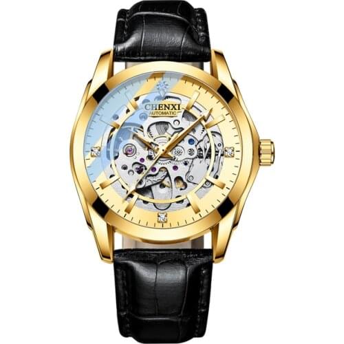CHENXI 8821Mens Automatische Mechanische Armbanduhr Wasserdicht Luxury Business Leder Uhr Tourbillon Mens Wristwatches