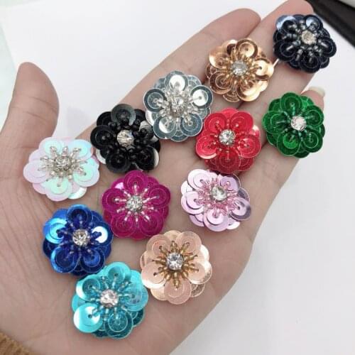 Handmade Sequin Flower Patch Shoes And Hats Clothing Accessories Sequins Flower Applique Bags Jewelry Accessories