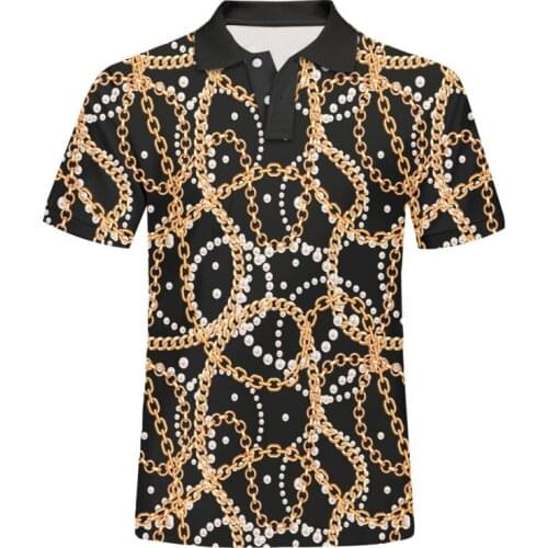 New Golden Pearl Chain Polo Shirt 3d Print Baroque Luxury Vogue Streetwear Suitable Casual Spring And Summer Shirt Top Whalesale
