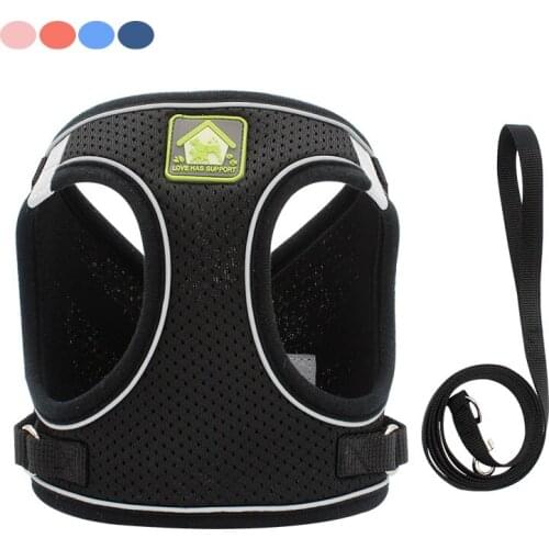 Dog Harness No Pull Reflective Breathable Adjustable Soft Padded Vest Small Medium Mesh Jacket and Leash Pet Leash for Small Set
