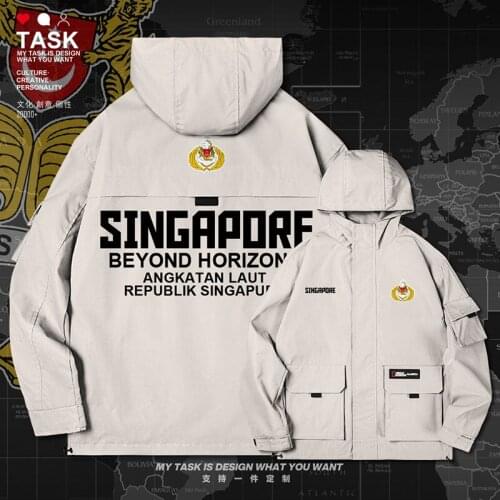 Singapore Singaporean SGP men jacket hooded Navy logo army fan windbreaker fashion mens casual new printed top clothes autumn