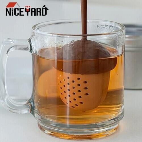 NICEYARD Tea Bag Strainer Acorn Shape Tea Infuser Herbal Filter Silicone Kitchen Accessories Gadgets Spice Diffuser Random Color