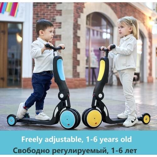 Outdoor Toys Childrens Scooter Tricycle 5 in 1 Balance Bike Walker Infant Multifunction Scooter Baby Car gift for 1-6 year old