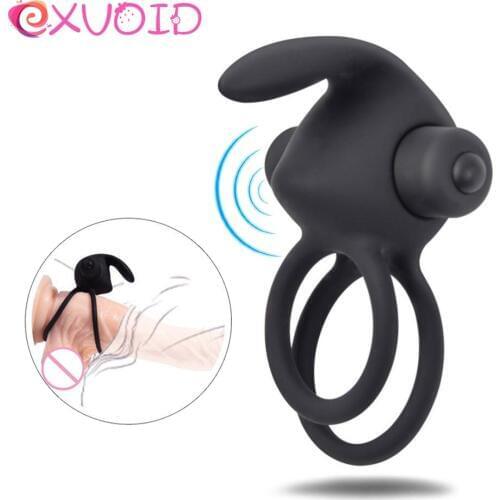 EXVOID Penis Vibrating Ring Scrotum Binding Ring Bullet Vibrator Sex Toys for Men Delay Ejaculation Silicone Clitoris Massager