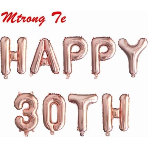 16inch Rose Gold Happy 1St 30th 40th 50th balloons Birthday Party Birthday Party Banner Wedding Anniversary Balloon supplies