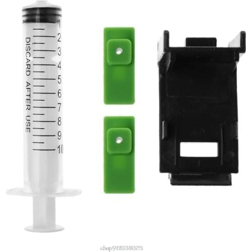 Ink Refill Cartridge Clip+ 2pcs Rubber Pads + Syringe Tool Kit for hp 60/61 802 Mar05 21 Dropship