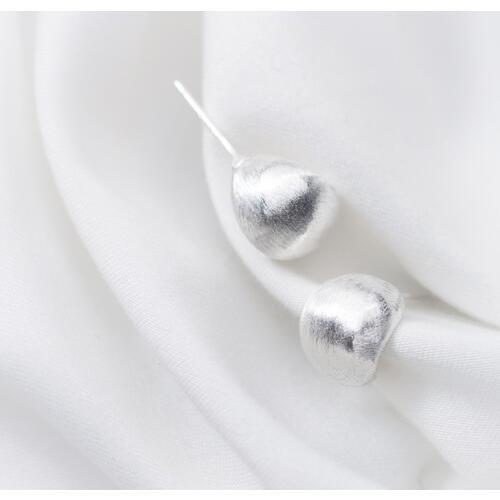 MloveAcc 100% 925 Silver Cute Brushed Arc Simple Style Charm Stud Earrings Fashion Women Real Silver Jewelry