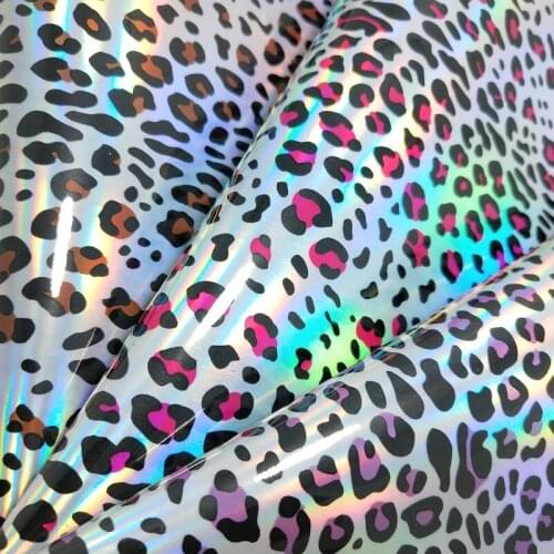 1PC 21X29CM Synthetic Letaher, Cuero Sintetico Faux Leather Fabric Iridesent Leopard Leather For Making Bows Accessories T44