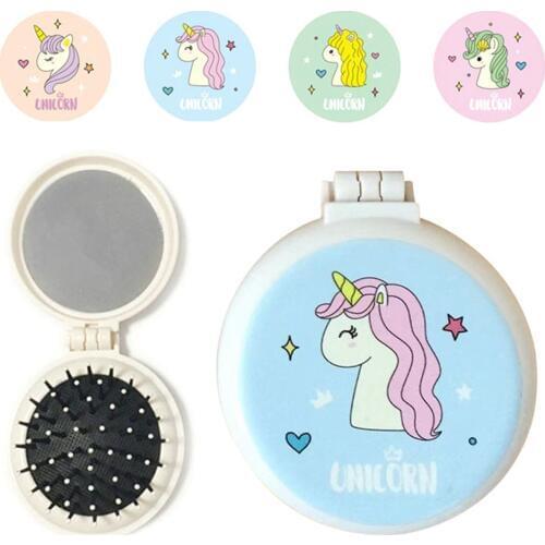 1 Pc New Makeup Comb Hair Brush Pro Styling Tool Portable Mini Folding Comb Airbag Massage Round Travel Hair Brush With Mirror