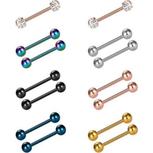 14pcs/set 14G Surgical Stainless Steel Labret Piercing For Women Men Crystal Nipple Barbell Tongue rings Piercing Body Jewelry