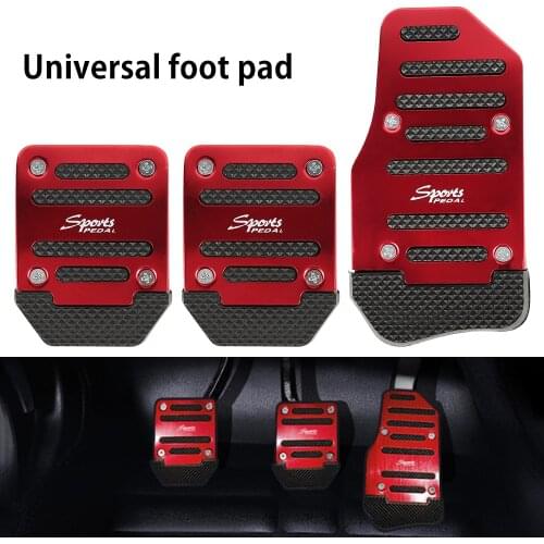 3pcs Universal Car Aluminum Automatic Gear Brake Accelerator Non-Slip Foot Pedal Pad Cover Red Car Accessories