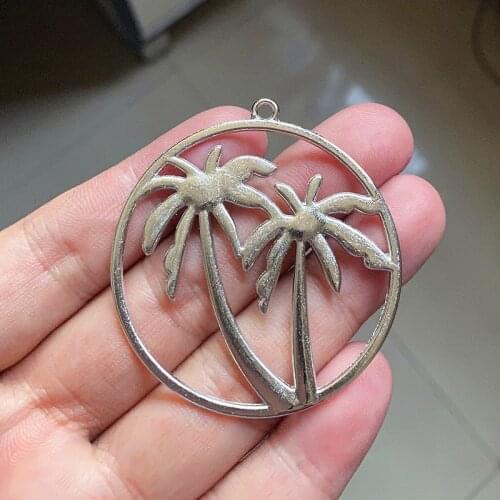 4pcs/lot Summer Palm Tree DIY Handmade Pendant Necklace Key Chain Earrings Accessories Charms Findings Jewelry Making Supplies
