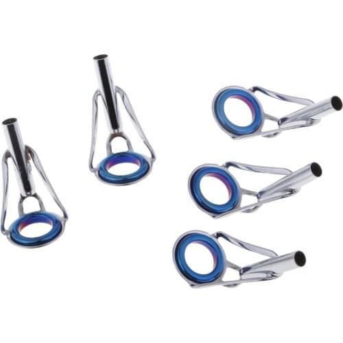 5pcs Fishing Rod Eyes Ceramic Spinning Rod Guides Line Repair Tip Tops Rings Replacement Tackles for Fisherman