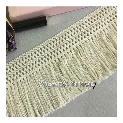 5Yard/Lot 13CM Handmade DIY Cotton lace trim tassel fringe accessories beige clothing curtain table sweater decorative