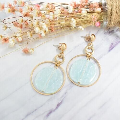Acrylic Earrings 2020 Big Statement Earrings for Women Resin Round Geometric Drop Dangle Earrings Long Bohemian Jewelry