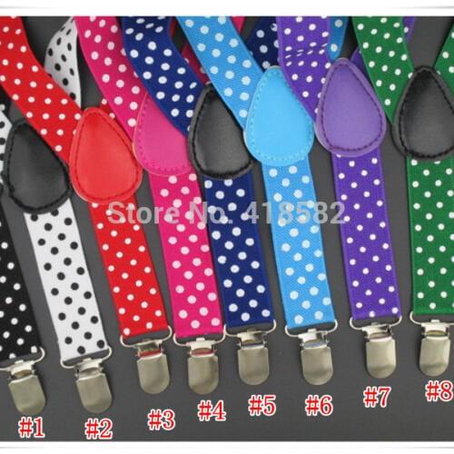 BD006-S 2.5*65CM Baby suspenders Dot print 11 colors adjustable kids pant suspenders for 1-8 years boys and girls free shipping