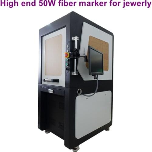 Safty cover fiber laser marking machine 50W Raycus jewelry silver gold engraving portable fiber laser marking machine