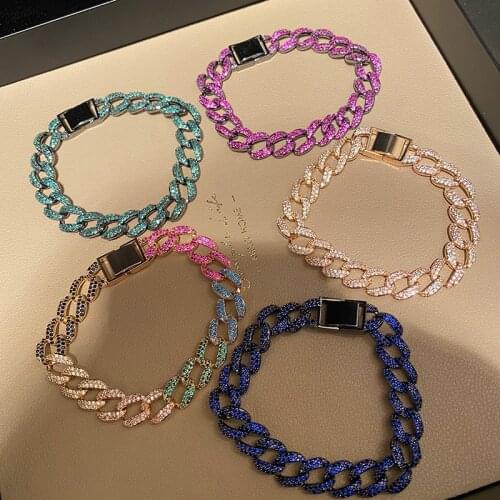 Rainbow Chain Bracelet Anklet Buckle Fashion Punk Jewelry Temperament For Women Man Light Luxury Zircon Love Couples Gift