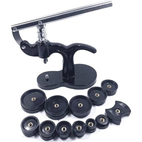Watch Press Set, Watch Back Case Closer, Watchmaker Watch Repair Tool Kit with 12pcs Fitting Dies
