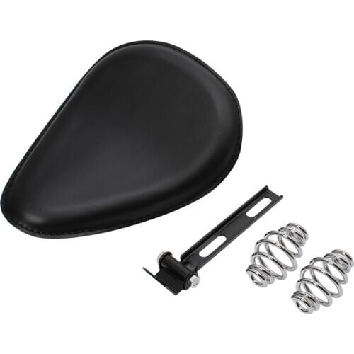 Black Leather Motorcycle 3" Spring Solo Bracket Saddle Seat For Harley Honda Kawasaki Suzuki Sportster Chopper Bobber Custom