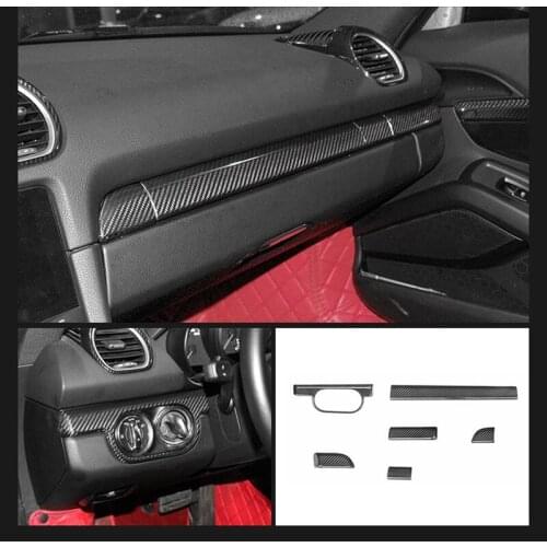Carbon Fiber Car Interior Styling Dashboard Decorative Cover Gear Door Panel Moulding Trim for Porsche 718 2016 2017 2018 2019