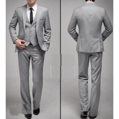 Best New Arrival Custom Made Light Gray Groom Mens Tuxedo Suits With Gray,Bespoke Light Gray Tuxedo,Tailored Lapel Mens Suits