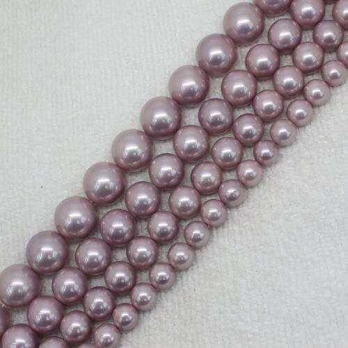 Mini. Order is $7! 8-14mm Light Purple shell Bead mother Pearl Round DIY Jewelry Making Loose Beads 15"