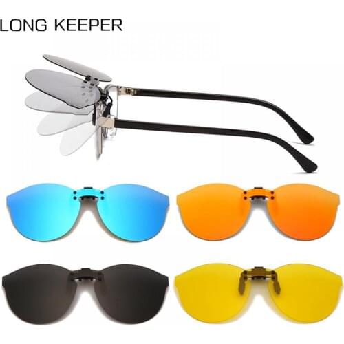 Fashion Oversized Polarized Clip On Sunglasses for Myopia Glasses Men Women Flip Up Lens Car Night Driving Glasses UV400 Mirror