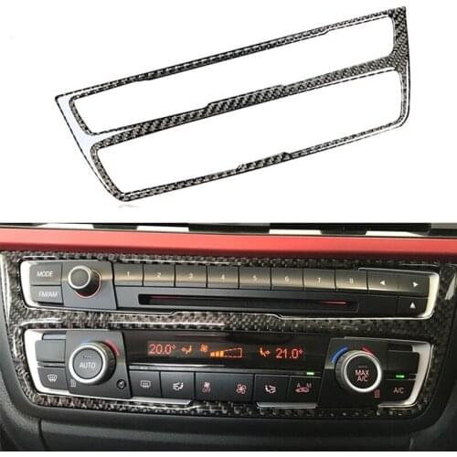 1pcs Carbon Fiber Stickers for BMW F30 F34 3 Series GT Car Air Condition CD Panel Interior Decorative Trim Auto Accessories