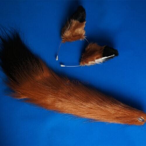 MMGG Handmade Wolf Wolves Fox Ears Hairhoop Headband Headwear Tail Set Cosplay Halloween Costume Accessories