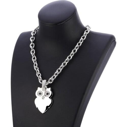 Big Chain Necklace Crystal Owl Pendants Necklaces Color Animal Charm Femme Collier Fashion Punk Jewelry US Style 2019 Wholesale