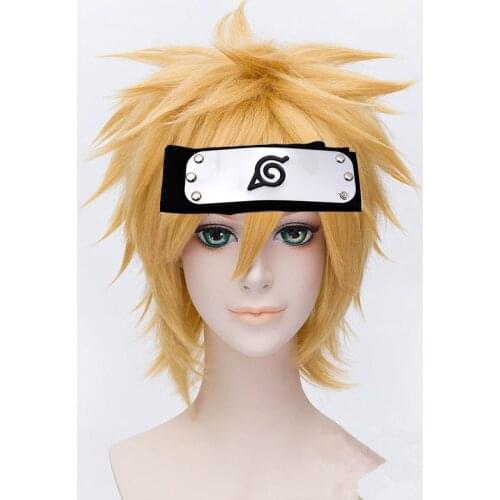 Naruto Uzumaki Wigs Golden Short Fluffy Shaggy Layered Heat Resistant Synthetic Hair Cosplay Costume Wig + Wig Cap