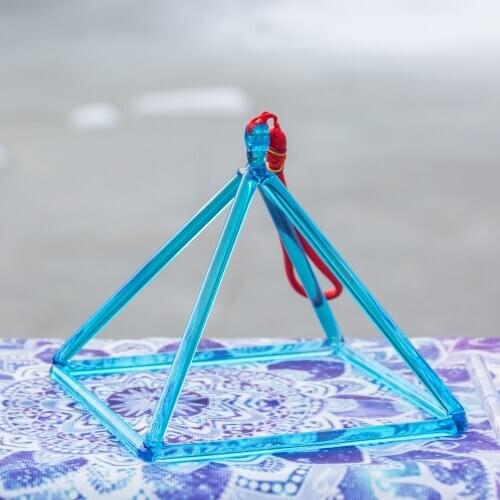 8 inches Blue Color crystal singing pyramid for healing energy with string