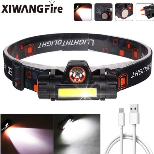 Portable Mini Headlamp Flashlight Lantern Q5 + COB LED Headlamp Built-in Battery Outdoor Camping Headlight Fishing Lamp Magnetic