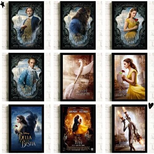 Canvas Painting Disney Anime Movie Beauty and The Beast Emma Watson Posters Prints Wall Art Pictures for Living Kids Room Decor