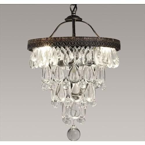 Luxury Vintage Loft Water Drop K9 Crystal Ceiling Light Pendant Lamp Chandelier Cafe Bar Dining Room