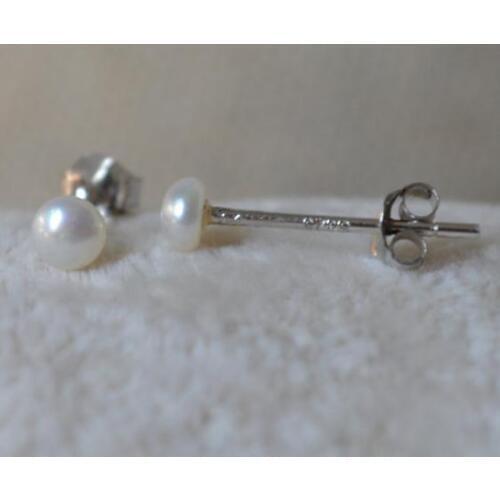 Real Pearl Jewellery,AAA 3.5-4MM White Color Freshwater Pearl Earrings,S925 Silvers Stud Earring Small Tinny Baby Jewellery