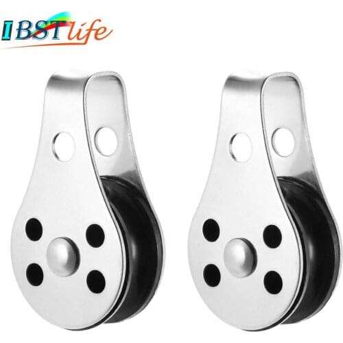 2PCS Stainless Steel 316 Pulley Blocks Rope Runner Kayak Boat Accessories Canoe Anchor Trolley Kit for 2mm to 8mm Rope