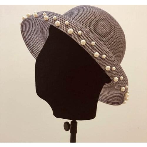 Fibonacci Hats For Women Fashion Simple Pearl Sun Hat Elegant Female Retro Church Cap Sunshade Tide Straw Hat Summer Fedora Hat